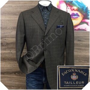 VINTAGE FACONNABLE Mens Blazer Sport Coat Casual Jacket‎ Size 46L Wool Cashmere